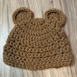 Handmade Baby Bear Ear Hat - Brown